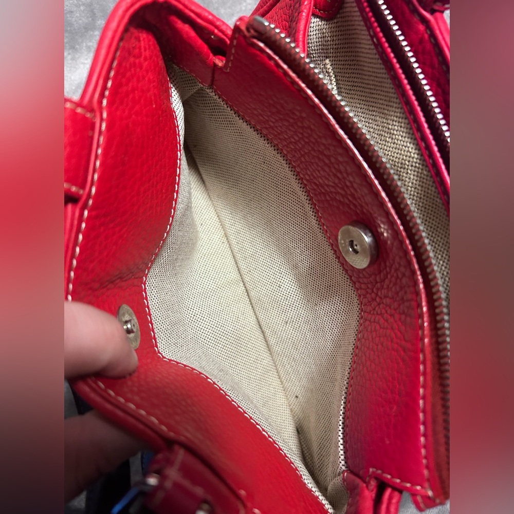 RARE Dooney & Bourke Red Top Handle Leather Satchel Manufacturer Sample Bag - Picture 11 of 13